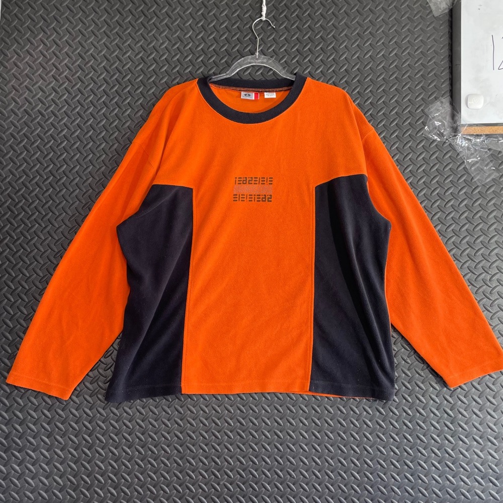Vintage Arizona Jeans Orange‎ Black Pullover Light Weight Sweater Men's Size XL